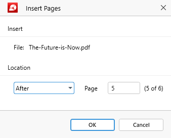 PDF Extra: choosing where to insert pages in new document